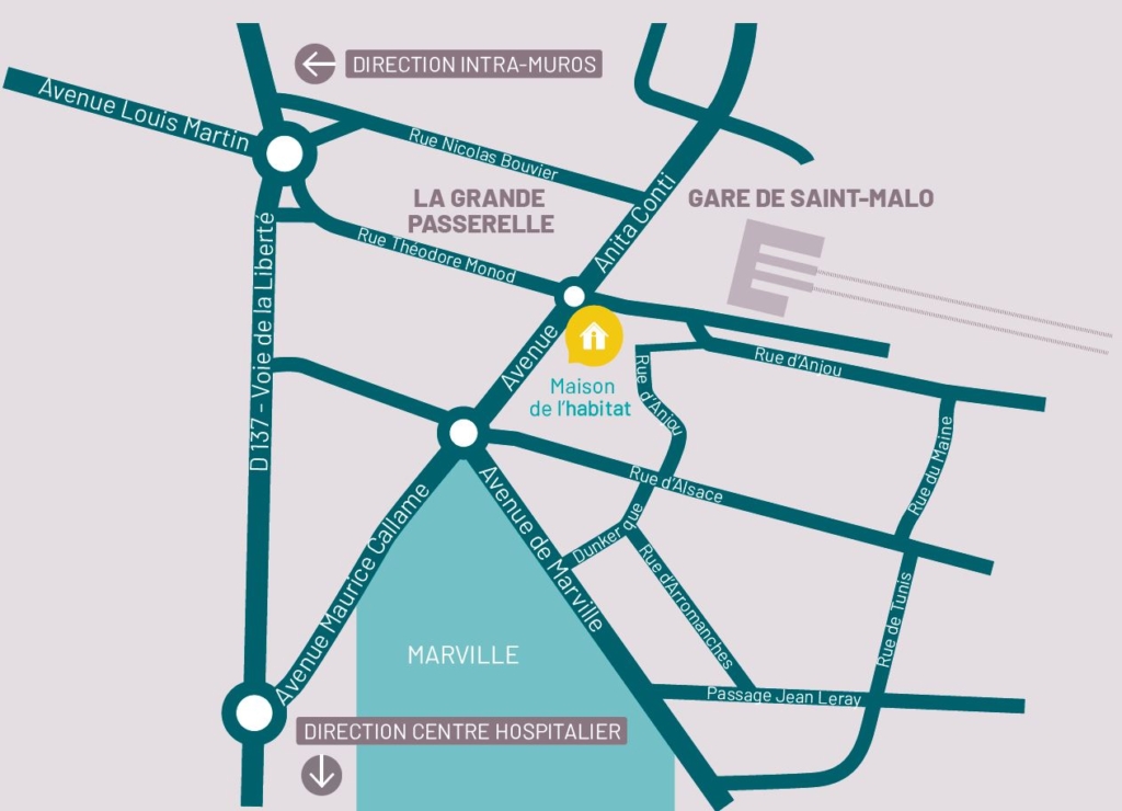 Localisation de la Maison de l'habitat des Communautés du pays de Saint-Malo